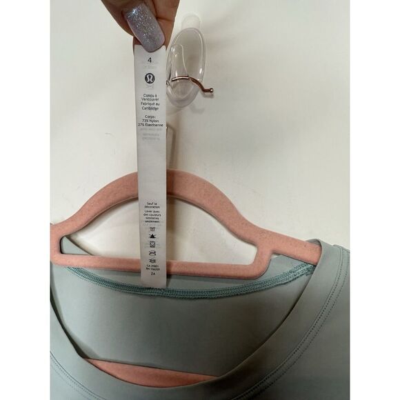 Lululemon Top Womens 4 Green Crew Neck Mesh Vent Running Stretch Yoga Athleisure - Picture 5 of 8